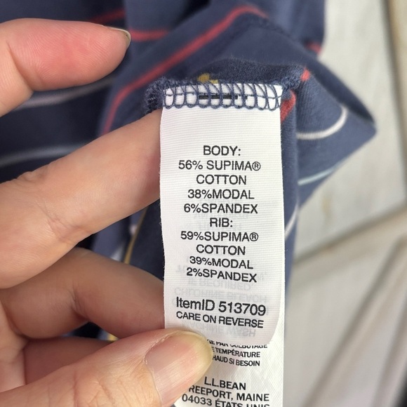 L.L.Bean Supima Cotton Striped Tee M - Picture 4 of 7
